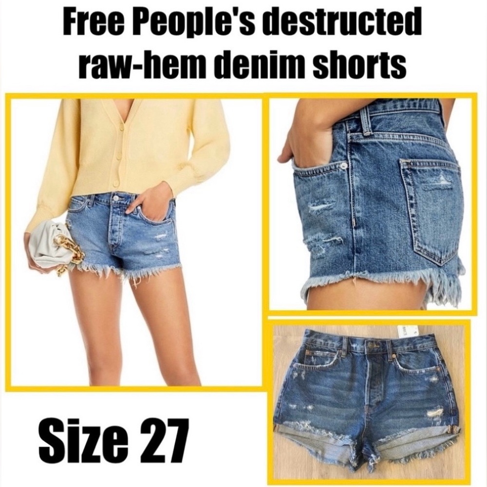 Free People's destructed raw-hem denim